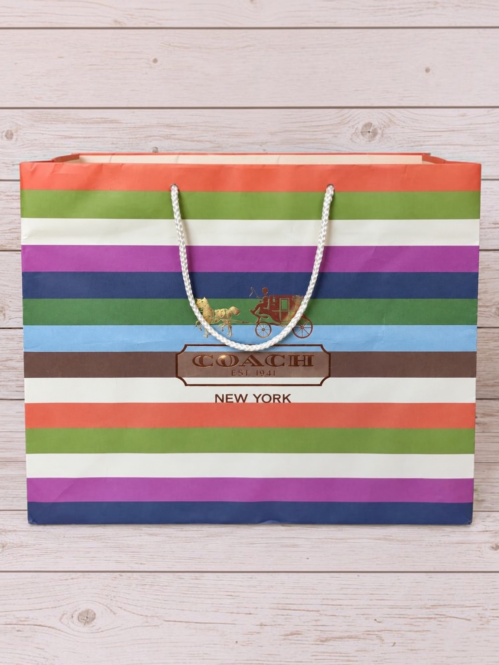 Coach 65th Anniversary Legacy Limited Edition Rainbow Stripe- Large Shopping Bag